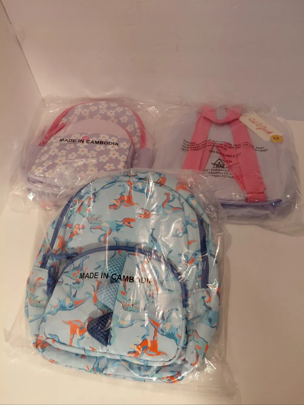Cat And Kack Kids' Floral and Dinosaur Mini Backpacks - Set of 3